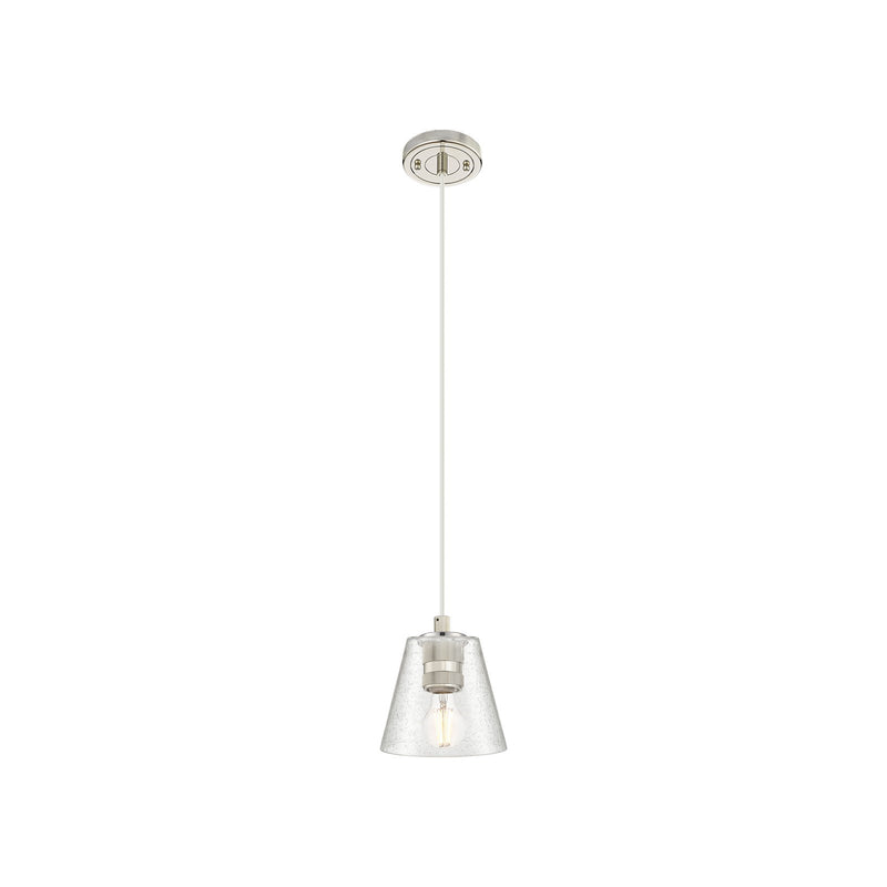 Innovations Caton 6in 1-Light Pendant | Industrial Polished Nickel and Frosted Glass | Kitchen Island & Dining Room | Model 434-1P-PN-G454