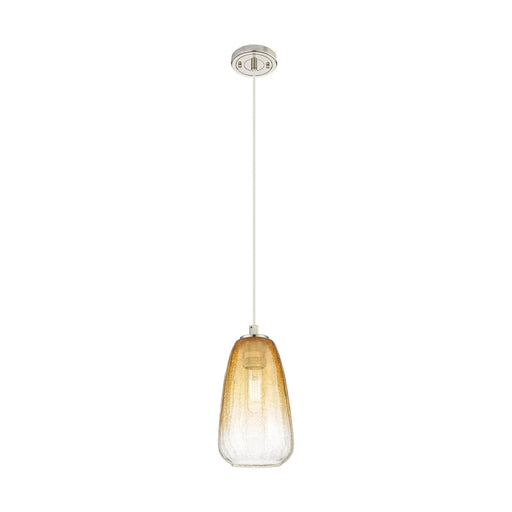 Innovations Brookhaven Almond 6in 1-Light Pendant | Industrial Polished Nickel and Amber Glass | Kitchen Island & Dining | Model 434-1P-PN-G480-6AM