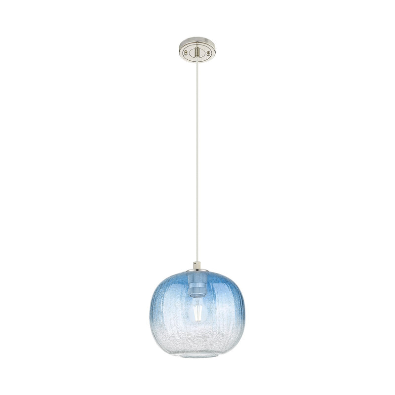 Innovations Brookhaven Sphere 10in 1-Light Pendant | Industrial Polished Nickel and Sapphire Blue Glass | Kitchen Island | Model 434-1P-PN-G481-10SB
