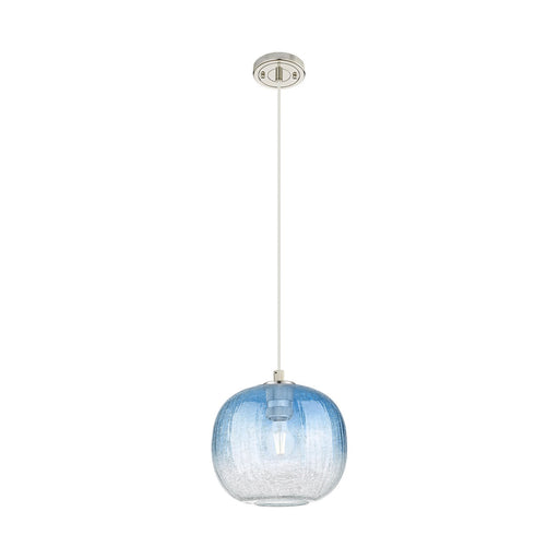 Innovations Brookhaven Sphere 10in 1-Light Pendant | Industrial Polished Nickel and Sapphire Blue Glass | Kitchen Island | Model 434-1P-PN-G481-10SB