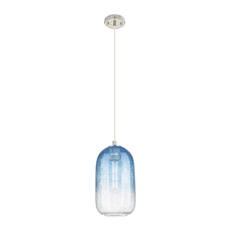 Innovations Brookhaven Cloche 7in 1-Light Pendant | Industrial Polished Nickel and Sapphire Blue Glass | Kitchen Island | Model 434-1P-PN-G482-7SB