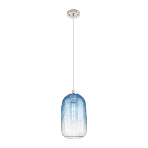 Innovations Brookhaven Cloche 7in 1-Light Pendant | Industrial Polished Nickel and Sapphire Blue Glass | Kitchen Island | Model 434-1P-PN-G482-7SB