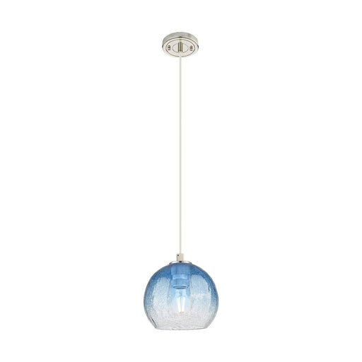 Innovations Brookhaven Globe 8in 1-Light Pendant | Industrial Polished Nickel and Sapphire Blue Glass | Kitchen Island | Model 434-1P-PN-G483-8SB