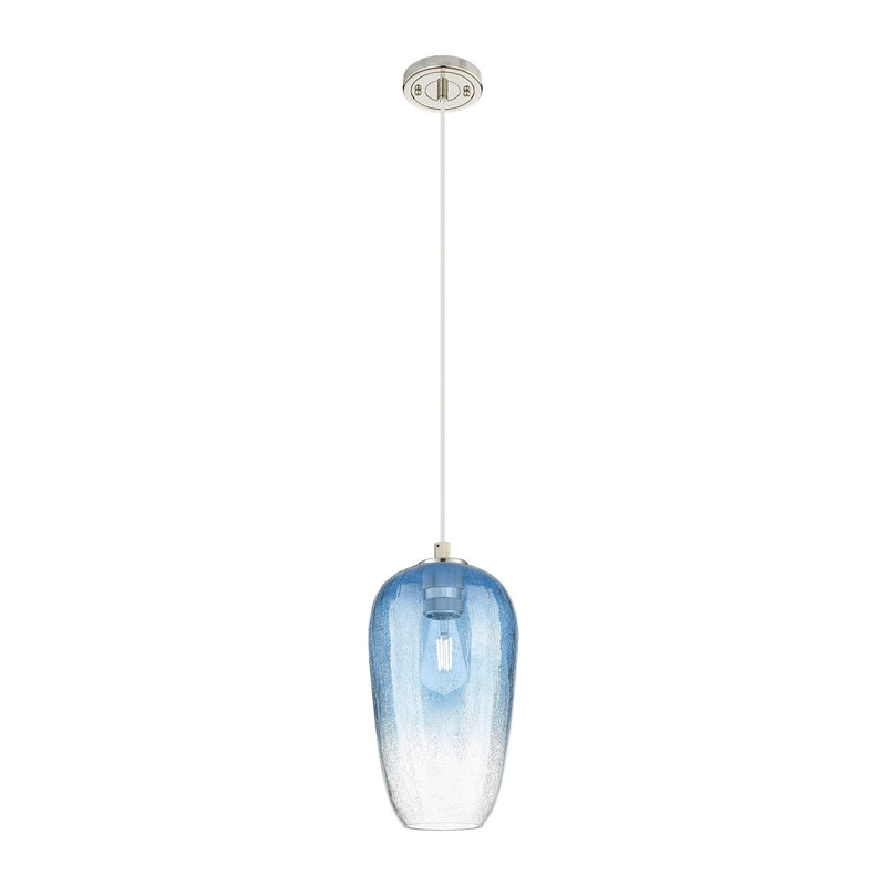 Innovations Brookhaven Flute 7in 1-Light Pendant | Industrial Polished Nickel and Sapphire Blue Glass | Kitchen Island | Model 434-1P-PN-G484-7SB