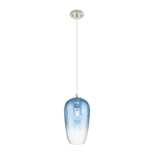 Innovations Brookhaven Flute 7in 1-Light Pendant | Industrial Polished Nickel and Sapphire Blue Glass | Kitchen Island | Model 434-1P-PN-G484-7SB