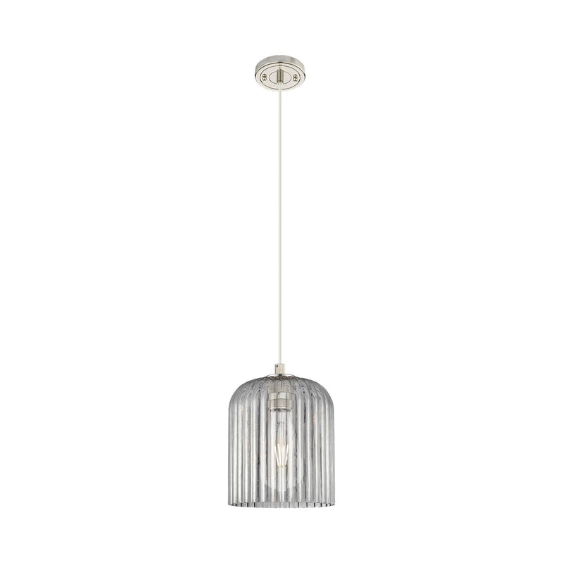 Innovations Crown Point 8in 1-Light Pendant | Industrial Polished Nickel and Light Smoke Glass | Kitchen Island & Dining | Model 434-1P-PN-G559-8SM