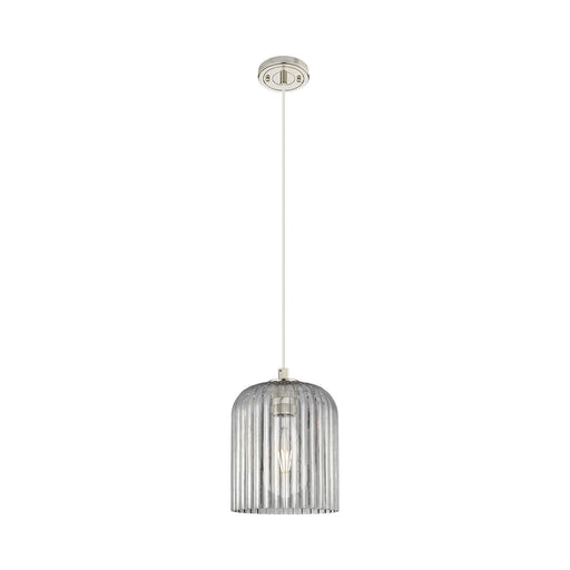 Innovations Crown Point 8in 1-Light Pendant | Industrial Polished Nickel and Light Smoke Glass | Kitchen Island & Dining | Model 434-1P-PN-G559-8SM