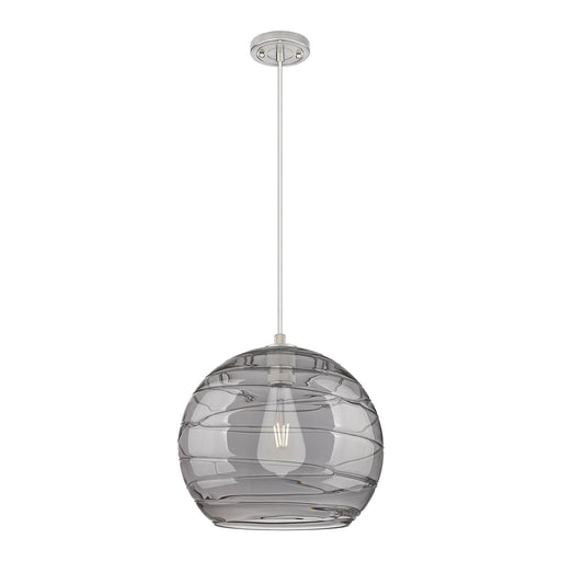 Innovations Athens Deco Swirl 13.75in 1-Light Pendant | Industrial Satin Nickel and Light Smoke Glass | Kitchen Island | Model 434-1P-SN-G1213-14SM