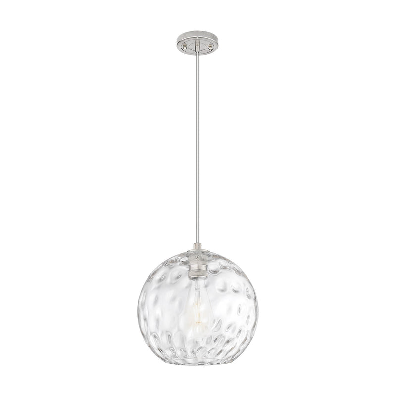 Innovations Athens Water Glass 12in 1-Light Pendant | Industrial Satin Nickel and Clear Glass | Kitchen Island & Dining | Model 434-1P-SN-G1215-12
