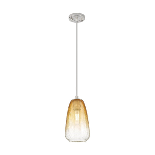 Innovations Brookhaven Almond 6in 1-Light Pendant | Industrial Satin Nickel and Amber Glass | Kitchen Island & Dining Room | Model 434-1P-SN-G480-6AM