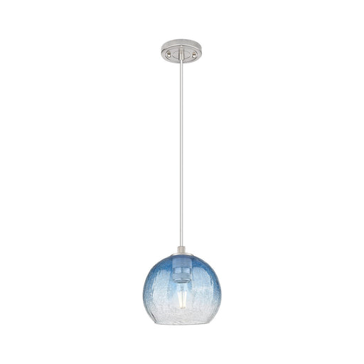 Innovations Brookhaven Globe 7.9in 1-Light Pendant | Industrial Satin Nickel and Sapphire Blue Glass | Kitchen Island | Model 434-1P-SN-G483-8SB