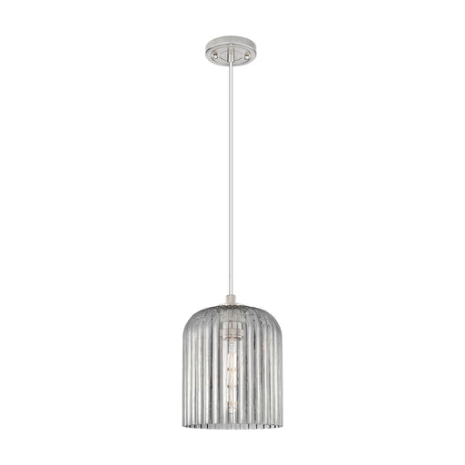 Innovations Crown Point 8in 1-Light Pendant | Industrial Satin Nickel and Light Smoke Glass | Kitchen Island & Dining Room | Model 434-1P-SN-G559-8SM