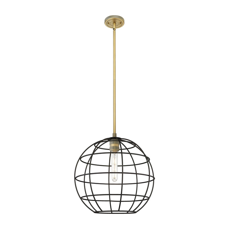 Innovations Lake Placid 16in 1-Light Pendant | Industrial Brushed Brass and Matte Black Metal | Kitchen Island & Dining | Model 434-1S-BB-CE-16-BK