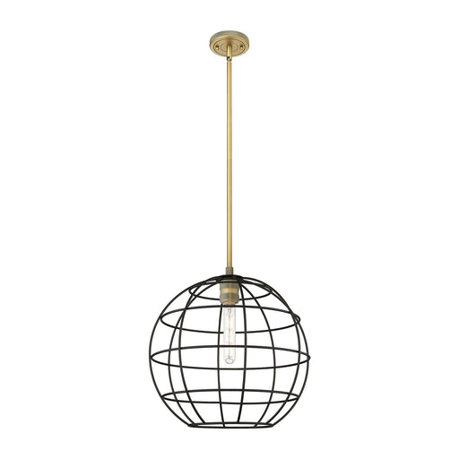 Innovations Lake Placid 16in 1-Light Pendant | Industrial Brushed Brass and Matte Black Metal | Kitchen Island & Dining | Model 434-1S-BB-CE-16-BK