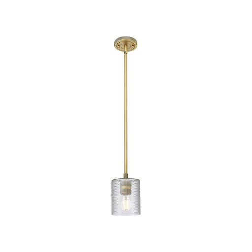 Innovations Cobbleskill 5in 1-Light Pendant | Industrial Brushed Brass and Clear Glass | Kitchen Island & Dining Room | Model 434-1S-BB-G112