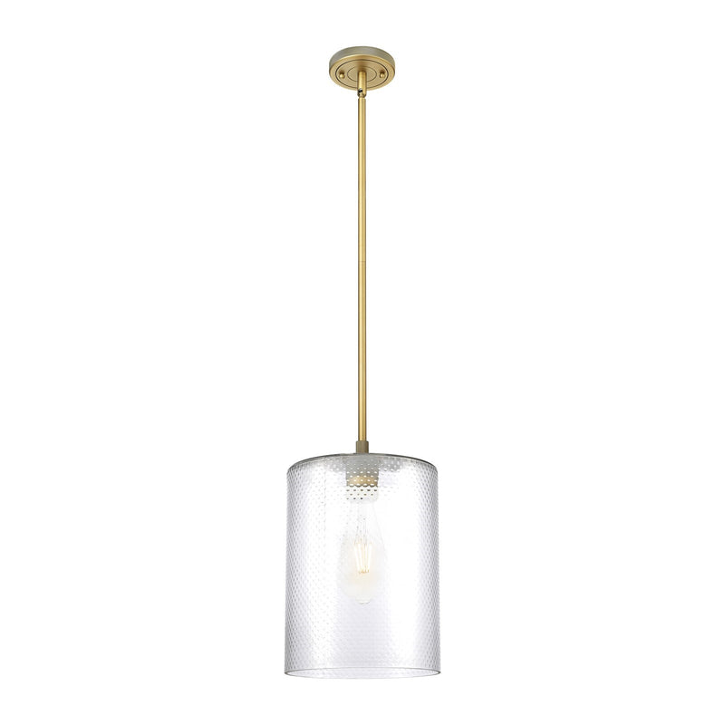 Innovations Cobbleskill 9in 1-Light Pendant | Industrial Brushed Brass and Clear Glass | Kitchen Island & Dining Room | Model 434-1S-BB-G112-L