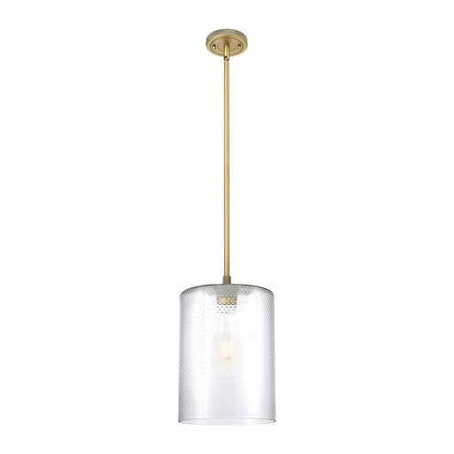 Innovations Cobbleskill 9in 1-Light Pendant | Industrial Brushed Brass and Clear Glass | Kitchen Island & Dining Room | Model 434-1S-BB-G112-L