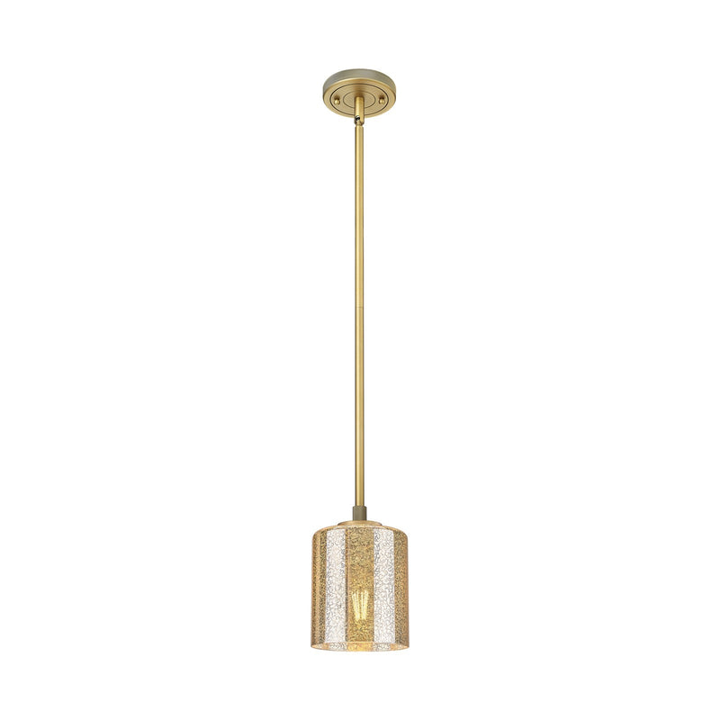 Innovations Cobbleskill 5in 1-Light Pendant | Industrial Brushed Brass and Mercury Glass | Kitchen Island & Dining Room | Model 434-1S-BB-G116