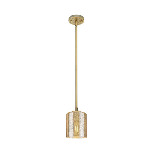 Innovations Cobbleskill 5in 1-Light Pendant | Industrial Brushed Brass and Mercury Glass | Kitchen Island & Dining Room | Model 434-1S-BB-G116