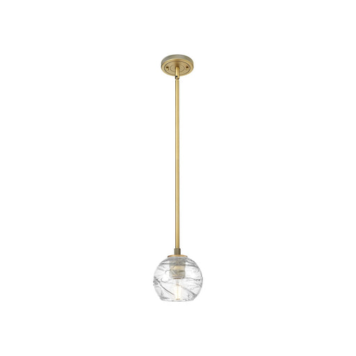 Innovations Crown Point 6in 1-Light Pendant | Industrial Brushed Brass and Clear Deco Swirl Glass | Kitchen Island | Model 434-1S-BB-G1213-6CL