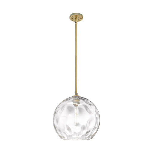 Innovations Athens Water Glass 13in 1-Light Pendant | Industrial Brushed Brass and Clear Glass | Kitchen Island & Dining | Model 434-1S-BB-G1215-14