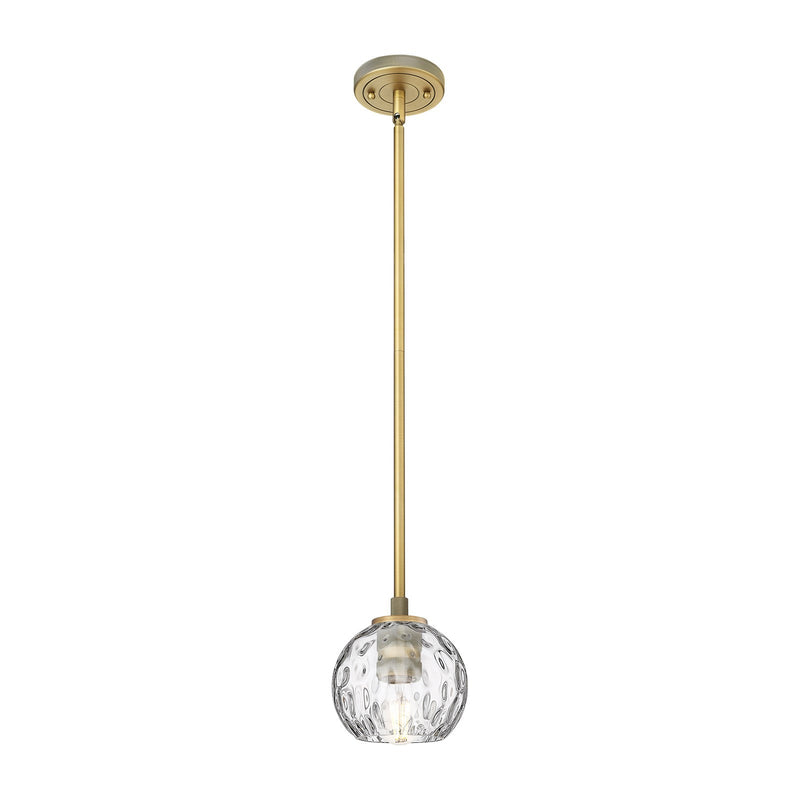 Innovations Athens Water Glass 6in 1-Light Pendant | Industrial Brushed Brass and Clear Glass | Kitchen Island & Dining | Model 434-1S-BB-G1215-6