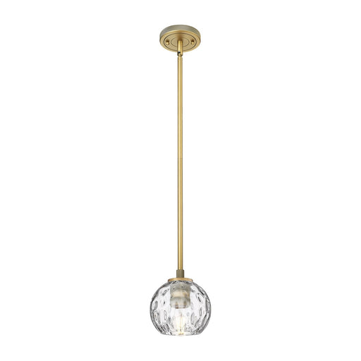Innovations Athens Water Glass 6in 1-Light Pendant | Industrial Brushed Brass and Clear Glass | Kitchen Island & Dining | Model 434-1S-BB-G1215-6