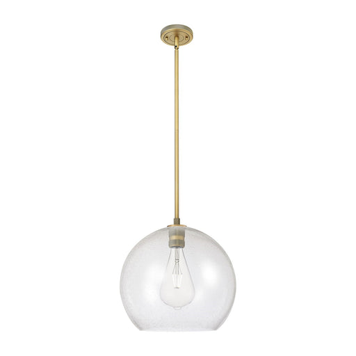 Innovations Astor 14in 1-Light Pendant | Industrial Brushed Brass and Seedy Glass | Kitchen Island & Dining Room | Model 434-1S-BB-G124-14
