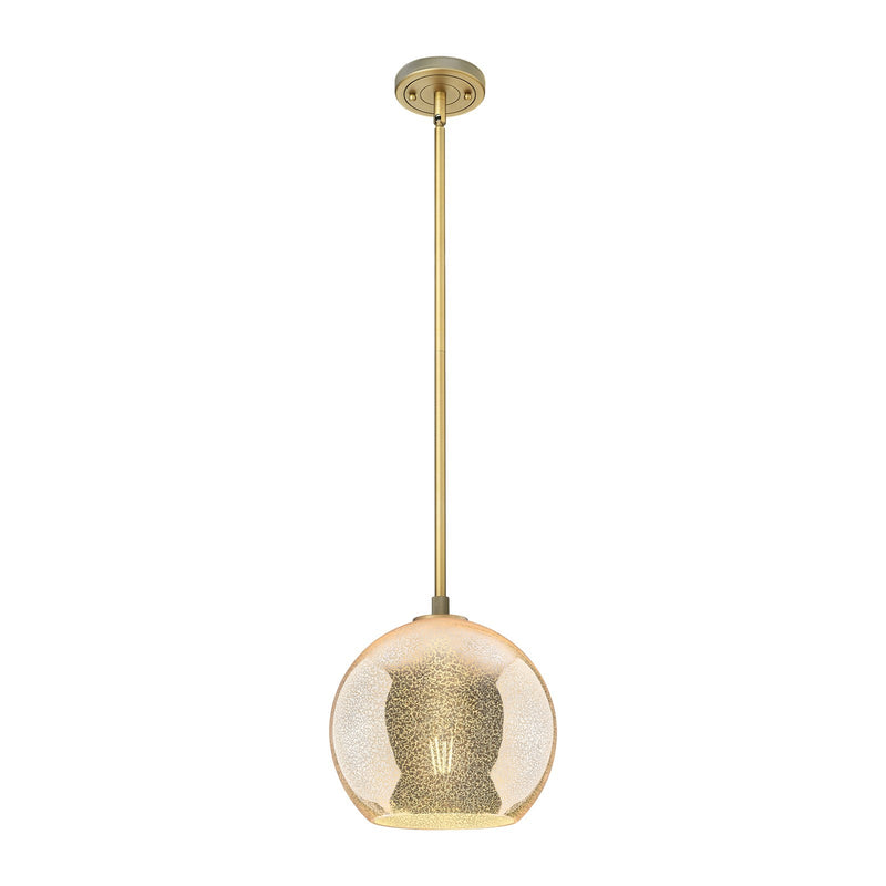Innovations Athens 10in 1-Light Pendant | Industrial Brushed Brass and Mercury Glass | Kitchen Island & Dining Room | Model 434-1S-BB-G128-10