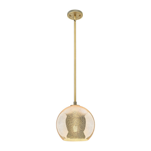 Innovations Athens 10in 1-Light Pendant | Industrial Brushed Brass and Mercury Glass | Kitchen Island & Dining Room | Model 434-1S-BB-G128-10