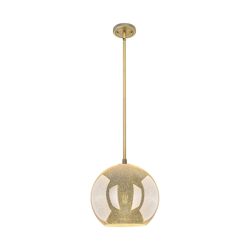 Innovations Athens 12in 1-Light Pendant | Industrial Brushed Brass and Mercury Glass | Kitchen Island & Dining Room | Model 434-1S-BB-G128-12