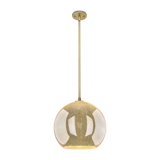 Innovations Astor 14in 1-Light Pendant | Industrial Brushed Brass and Mercury Glass | Kitchen Island & Dining Room | Model 434-1S-BB-G128-14