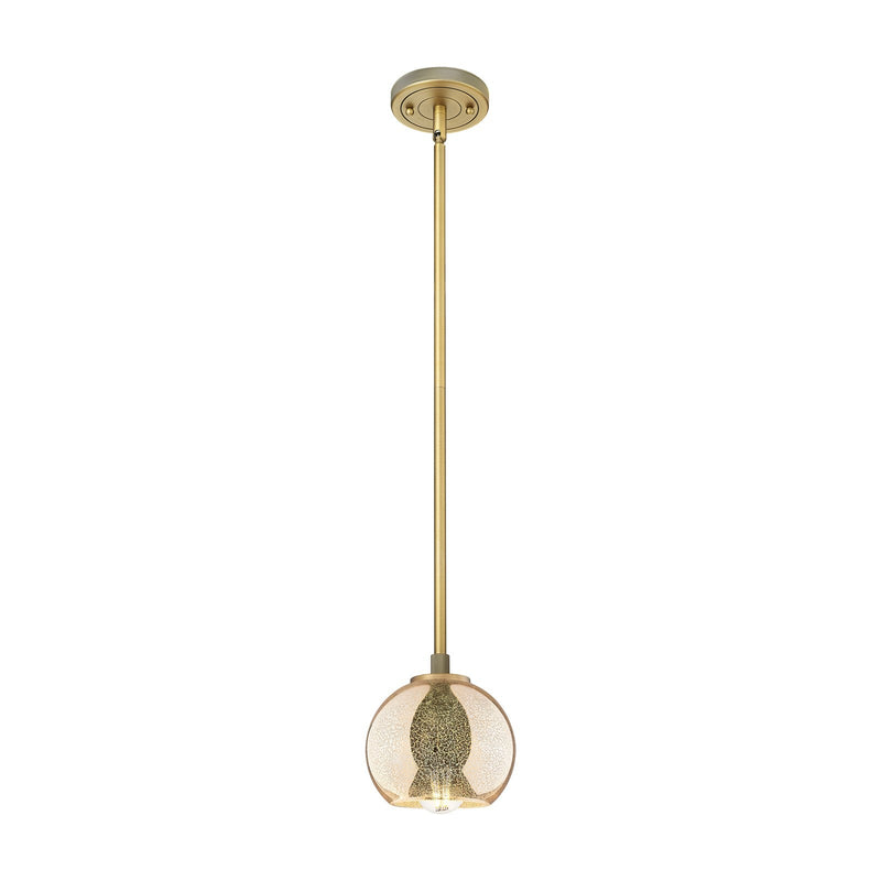 Innovations Athens 6in 1-Light Pendant | Industrial Brushed Brass and Mercury Glass | Kitchen Island & Dining Room | Model 434-1S-BB-G128-6
