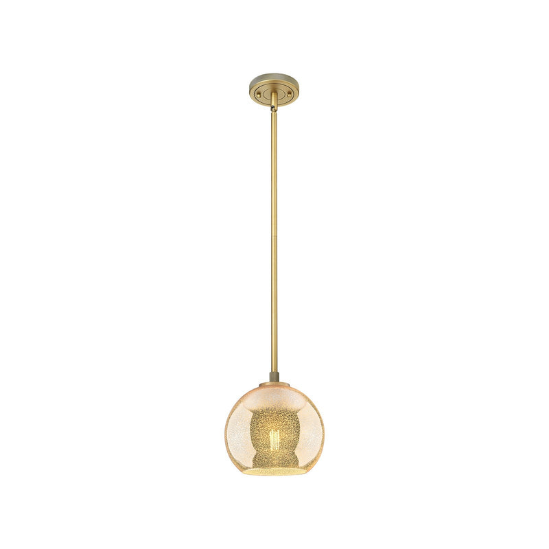 Innovations Athens 8in 1-Light Pendant | Industrial Brushed Brass and Mercury Glass | Kitchen Island & Dining Room | Model 434-1S-BB-G128-8