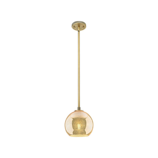 Innovations Athens 8in 1-Light Pendant | Industrial Brushed Brass and Mercury Glass | Kitchen Island & Dining Room | Model 434-1S-BB-G128-8