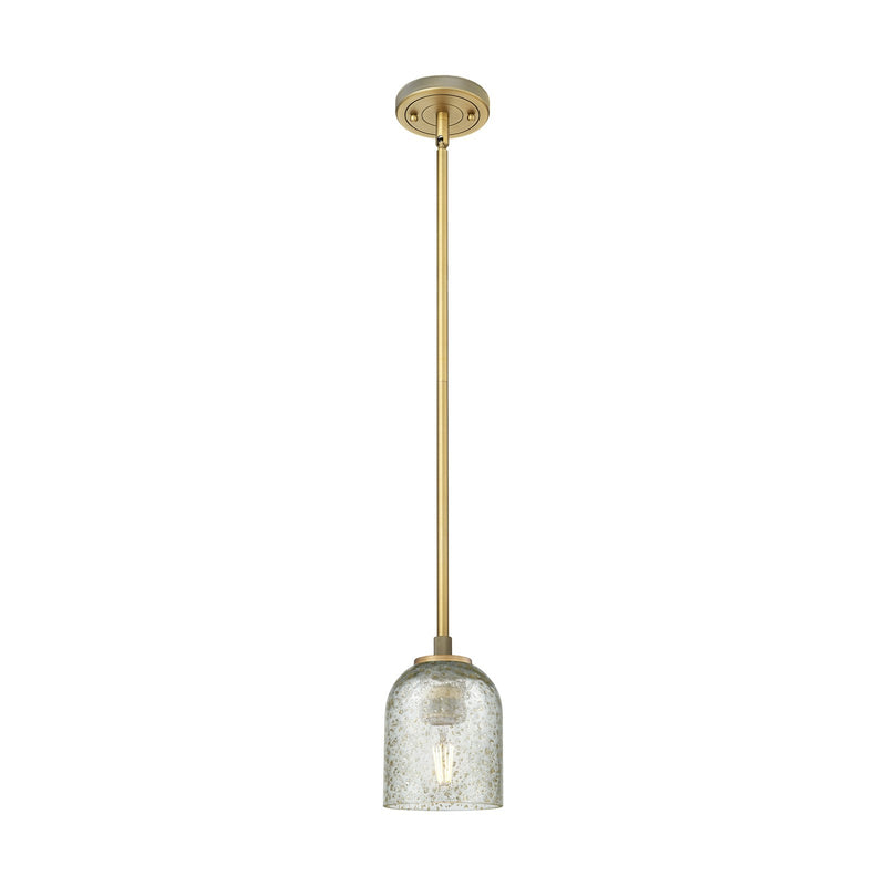 Innovations Caledonia 5in 1-Light Pendant | Industrial Brushed Brass and Mica Glass | Kitchen Island & Dining Room | Model 434-1S-BB-G259