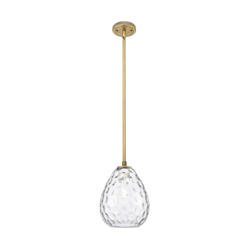 Innovations Waverly 8in 1-Light Pendant | Industrial Brushed Brass and Clear Glass | Kitchen Island & Dining Room | Model 434-1S-BB-G372