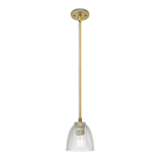 Innovations Castile 6in 1-Light Pendant | Industrial Brushed Brass and Clear Glass | Kitchen Island & Dining Room | Model 434-1S-BB-G382