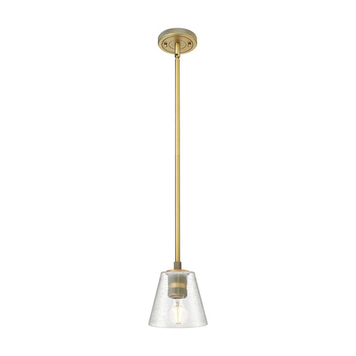 Innovations Caton 6in 1-Light Pendant | Industrial Brushed Brass and Frosted Glass | Kitchen Island & Dining Room | Model 434-1S-BB-G454