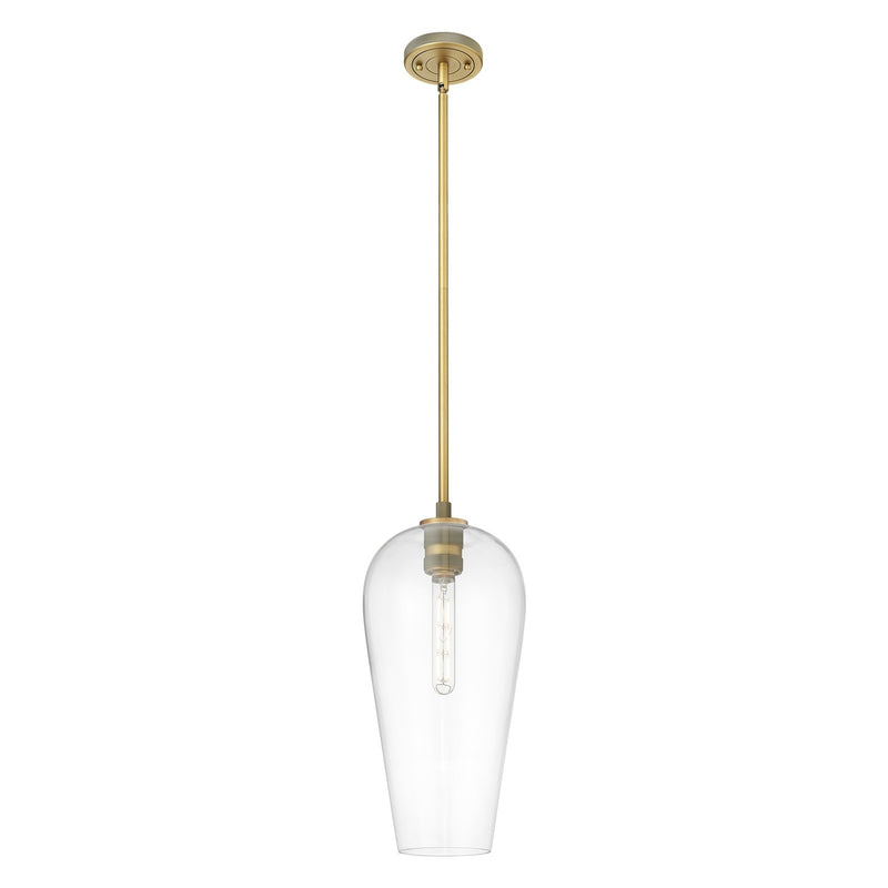 Innovations Chelsea 8in 1-Light Pendant | Industrial Brushed Brass and Clear Glass | Kitchen Island & Dining Room | Model 434-1S-BB-G456-8CL