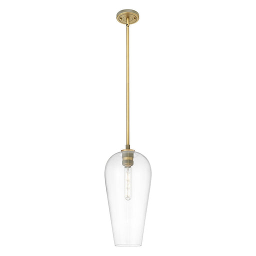 Innovations Chelsea 8in 1-Light Pendant | Industrial Brushed Brass and Clear Glass | Kitchen Island & Dining Room | Model 434-1S-BB-G456-8CL