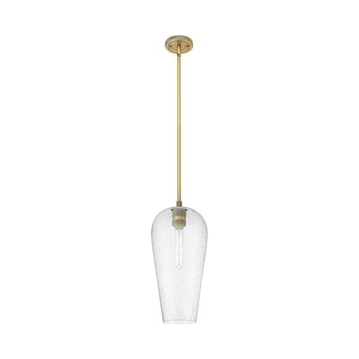 Innovations Chelsea 8in 1-Light Pendant | Industrial Brushed Brass and Seedy Glass | Kitchen Island & Dining Room | Model 434-1S-BB-G456-8SDY
