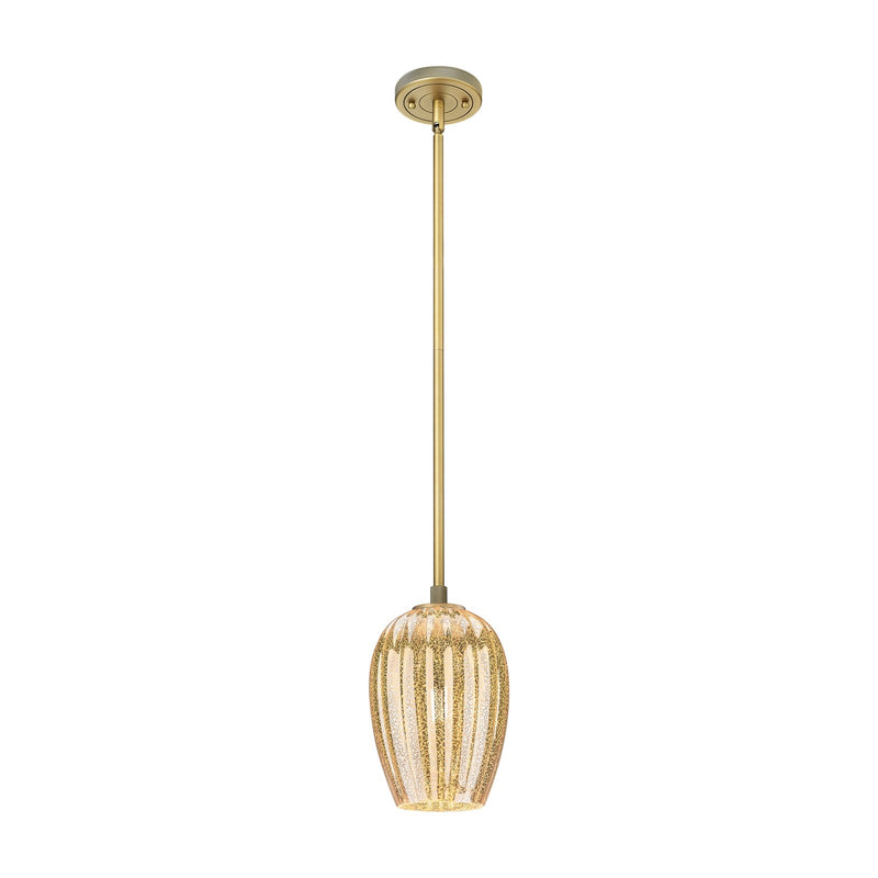 Innovations Preston Flute 6in 1-Light Pendant | Industrial Brushed Brass and Mercury Glass | Kitchen Island & Dining Room | Model 434-1S-BB-G457-6ME