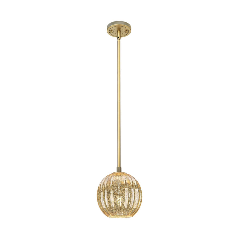 Innovations Preston Globe 7in 1-Light Pendant | Industrial Brushed Brass and Mercury Glass | Kitchen Island & Dining Room | Model 434-1S-BB-G458-7ME