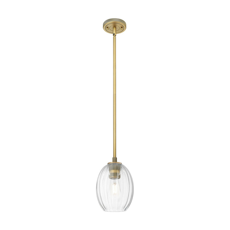 Innovations Preston Bulb 6in 1-Light Pendant | Industrial Brushed Brass and Clear Glass | Kitchen Island & Dining Room | Model 434-1S-BB-G459-6CL