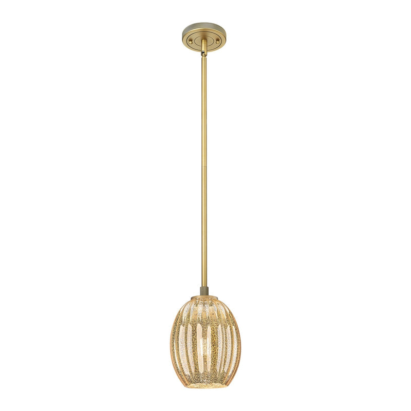 Innovations Preston Bulb 6in 1-Light Pendant | Industrial Brushed Brass and Mercury Glass | Kitchen Island & Dining Room | Model 434-1S-BB-G459-6ME