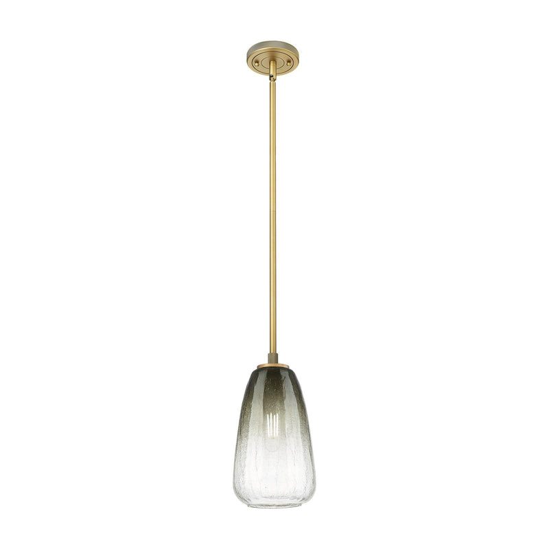 Innovations Brookhaven Almond 6in 1-Light Pendant | Industrial Brushed Brass and Slate Glass | Kitchen Island & Dining | Model 434-1S-BB-G480-6SL
