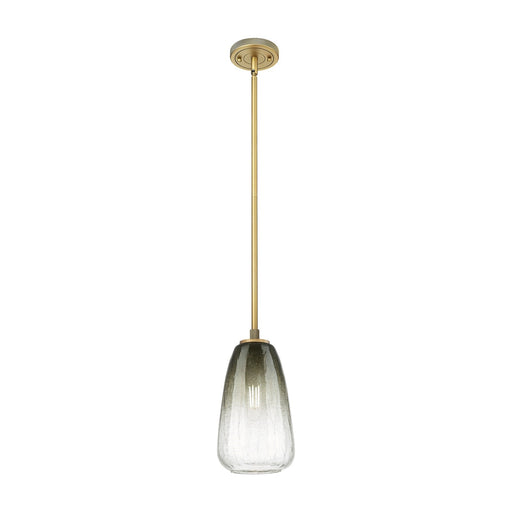 Innovations Brookhaven Almond 6in 1-Light Pendant | Industrial Brushed Brass and Slate Glass | Kitchen Island & Dining | Model 434-1S-BB-G480-6SL