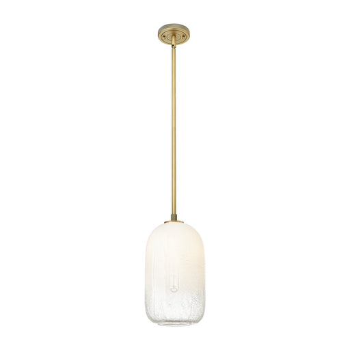 Innovations Brookhaven Cloche 7in 1-Light Pendant | Industrial Brushed Brass and Opal Glass | Kitchen Island & Dining Room | Model 434-1S-BB-G482-7OP