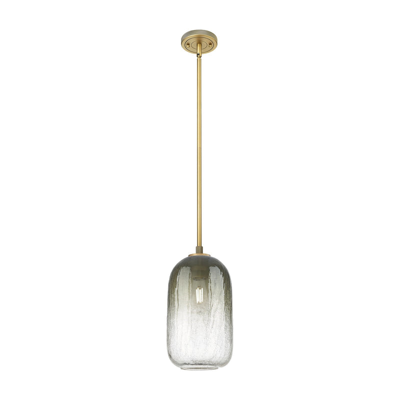 Innovations Brookhaven Cloche 7in 1-Light Pendant | Industrial Brushed Brass and Slate Glass | Kitchen Island & Dining | Model 434-1S-BB-G482-7SL